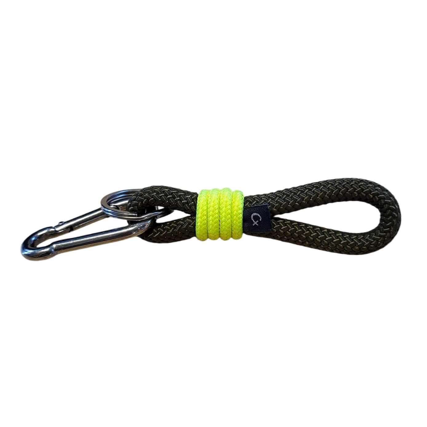 Llavero porta llaves de cuerda náutica CX HANDMADE Nautical Key S Kaki/amarillo flúor