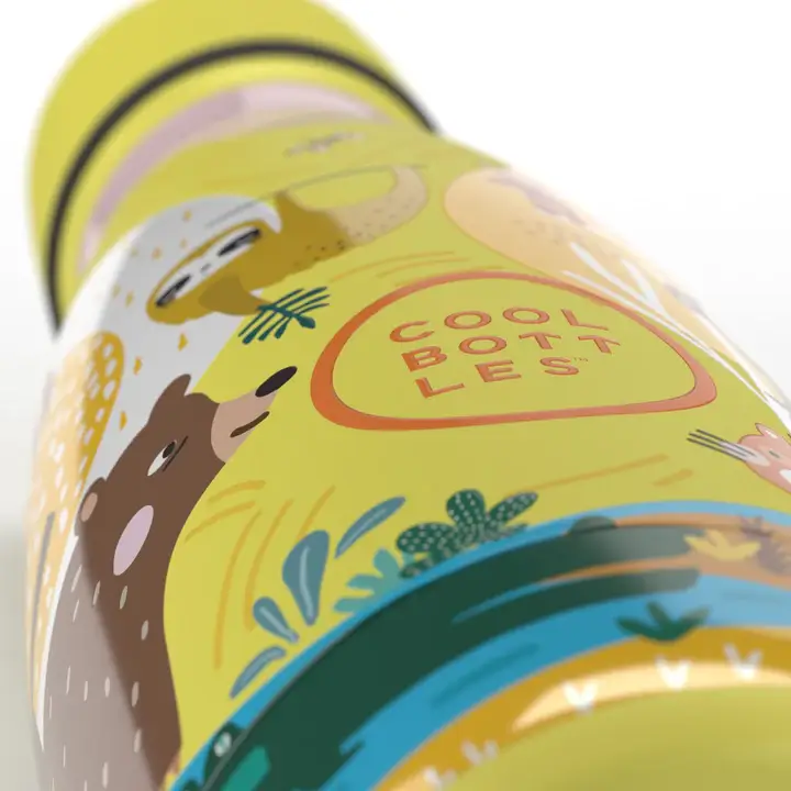 Botella de agua de acero inoxidable Kids COOL BOTTLES 260 ml Jungle Park Amarillo - Imagen 3