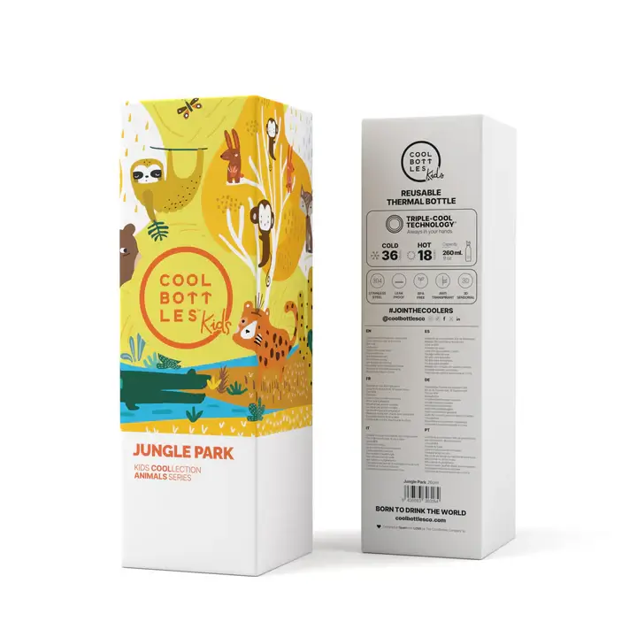Botella de agua de acero inoxidable Kids COOL BOTTLES 260 ml Jungle Park Amarillo - Imagen 4