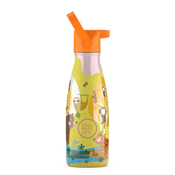 Botella de agua de acero inoxidable Kids COOL BOTTLES 260 ml Jungle Park Amarillo