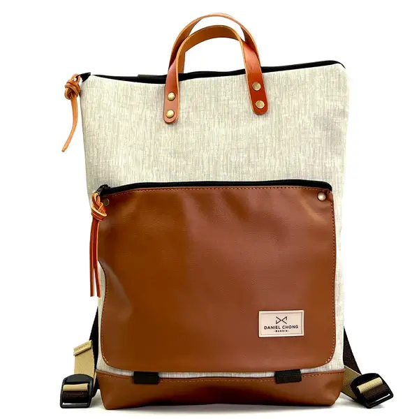 Mochila book holder iconic impermeable DANIEL CHONG gris/cuero