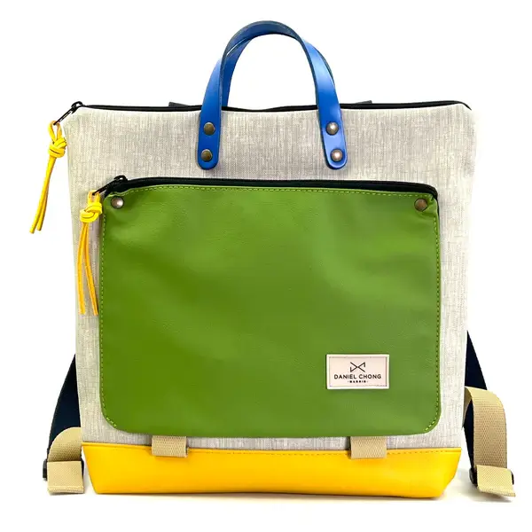 Mochila book holder cuadrada impermeable DANIEL CHONG gris/kaki