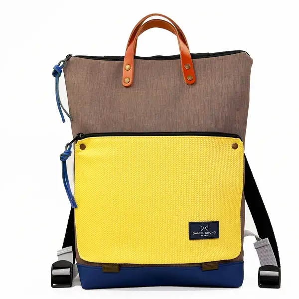 Mochila book holder iconic impermeable DANIEL CHONG marrón/amarillo