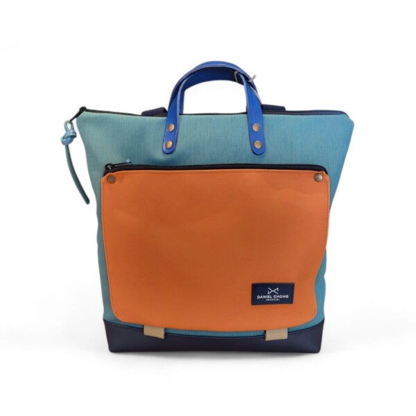 Mochila book holder cuadrada impermeable DANIEL CHONG turquesa/naranja