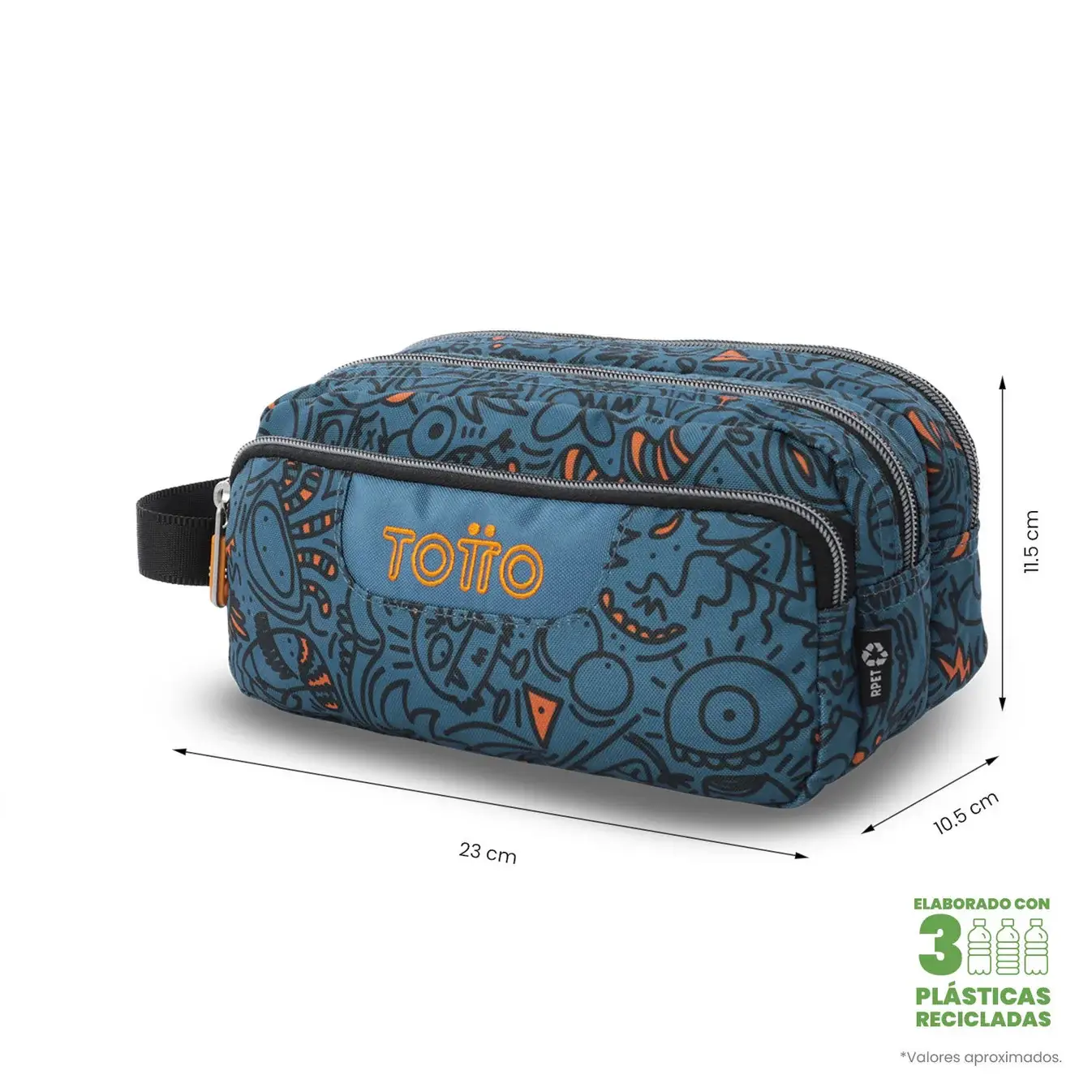Estuche triple compartimento TOTTO Agapec 5L4 Azul - Imagen 2