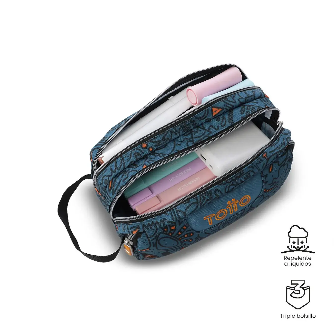 Estuche triple compartimento TOTTO Agapec 5L4 Azul - Imagen 3