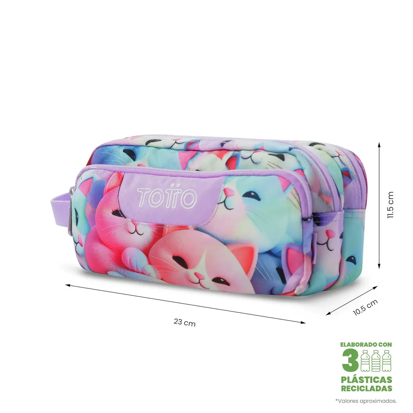 Estuche triple compartimento TOTTO Agapec 0S6 rosa - Imagen 3