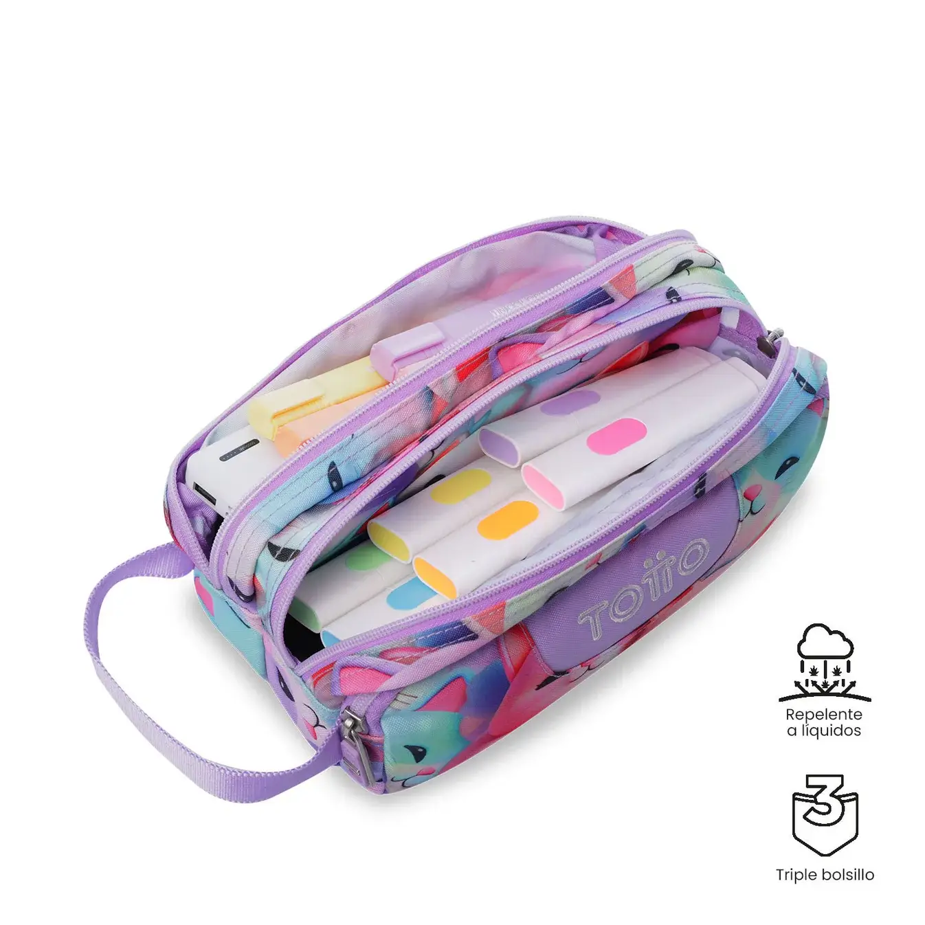 Estuche triple compartimento TOTTO Agapec 0S6 rosa - Imagen 2