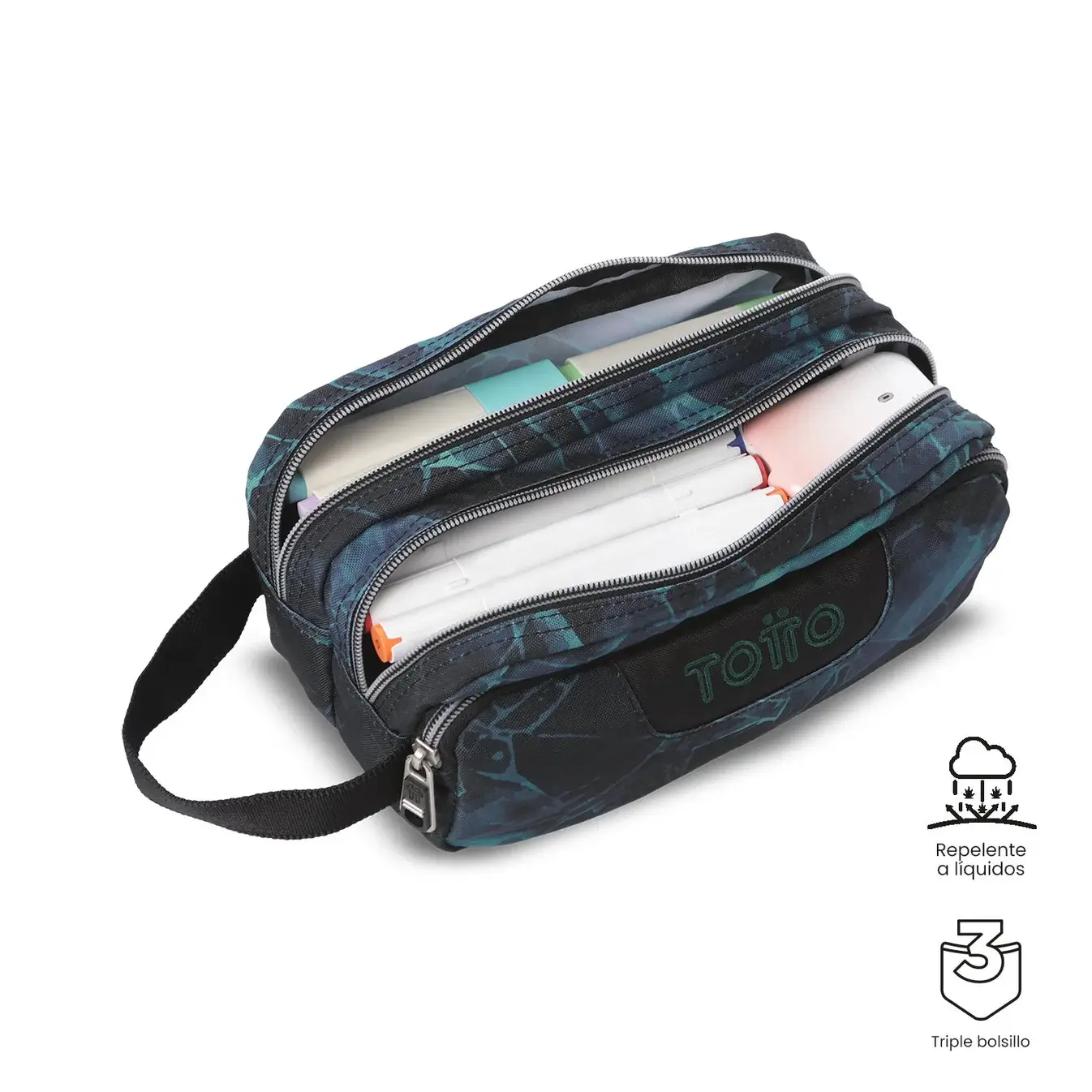 Estuche triple compartimento TOTTO Agapec 4FL azul - Imagen 2