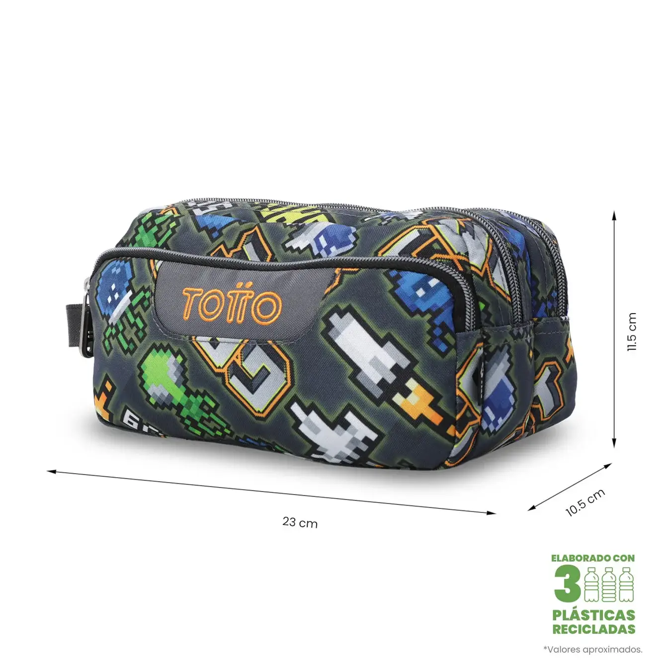 Estuche triple compartimento TOTTO Agapec 4GS gris - Imagen 3