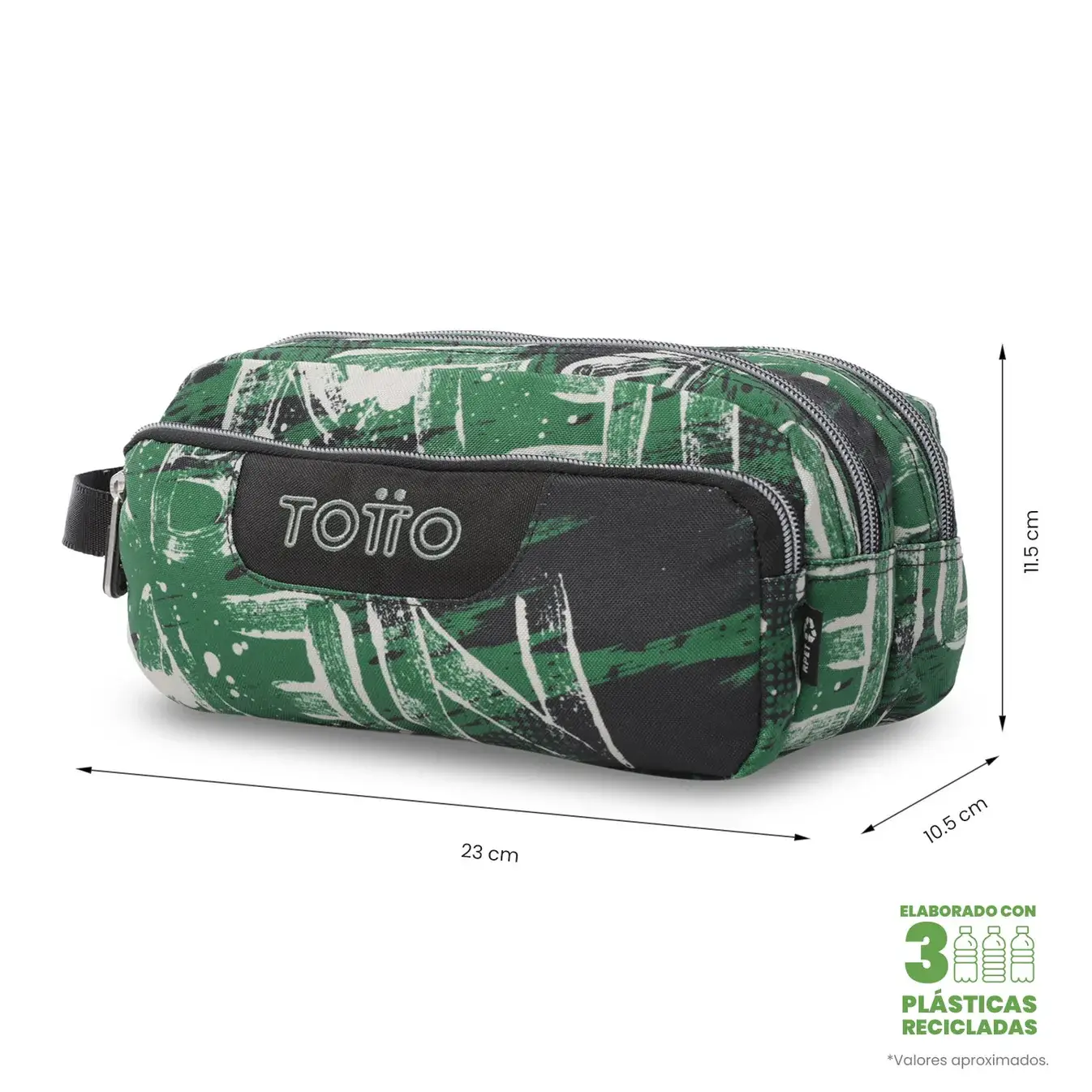 Estuche triple compartimento TOTTO Agapec 8VY verde - Imagen 3