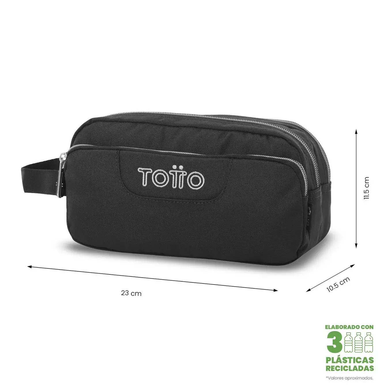 Estuche triple compartimento TOTTO Agapec N01 negro - Imagen 3
