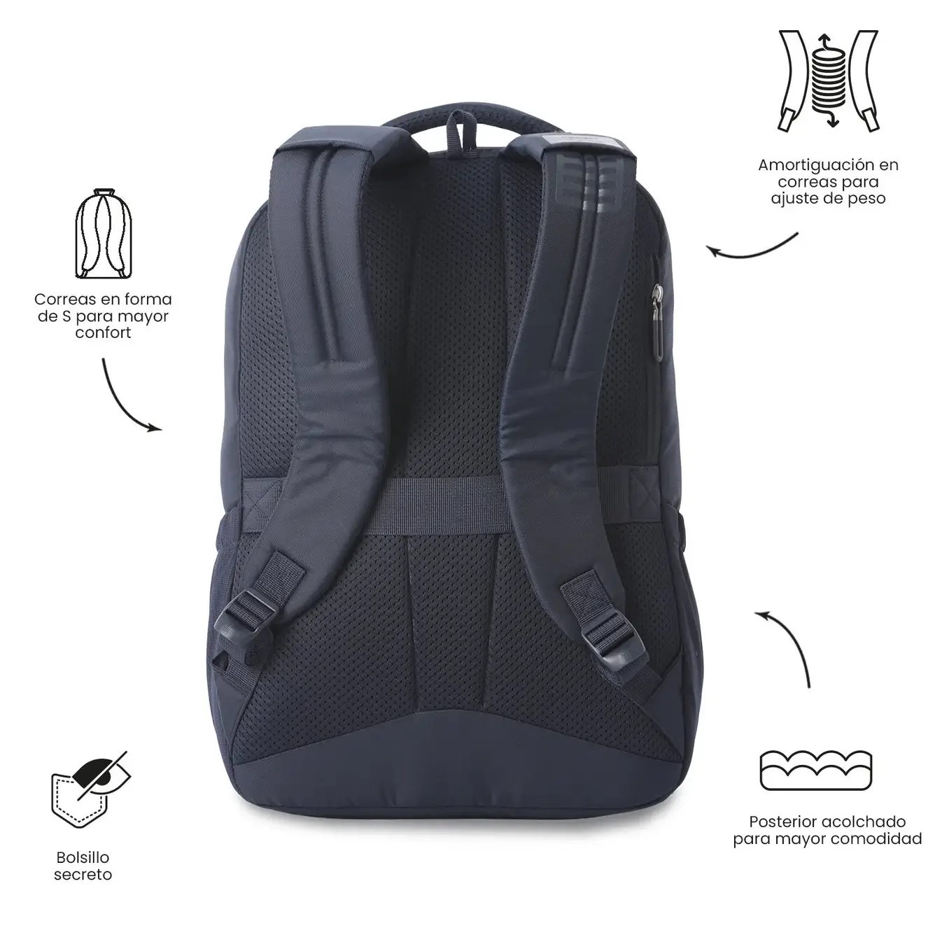 Mochila casual para portátil 16" TOTTO Suspensión 2.0 Marino - Imagen 5