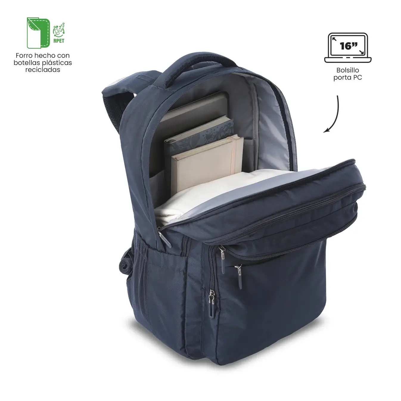 Mochila casual para portátil 16" TOTTO Suspensión 2.0 Marino - Imagen 3