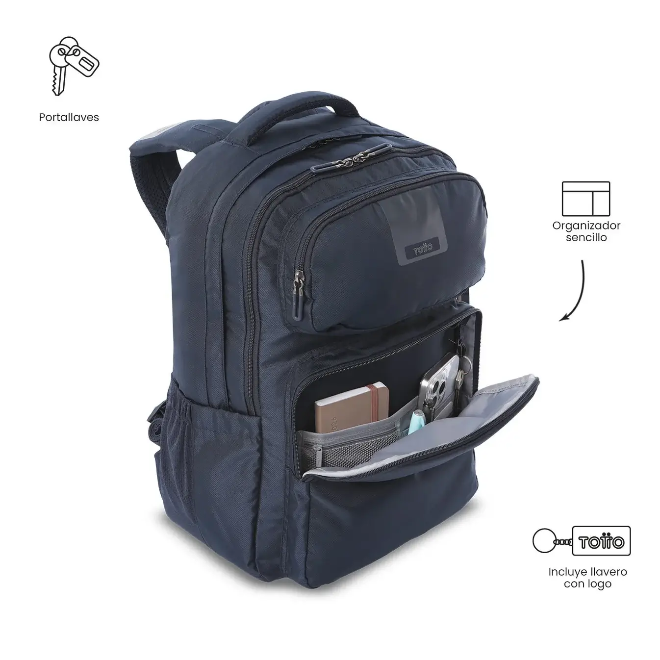 Mochila casual para portátil 16" TOTTO Suspensión 2.0 Marino - Imagen 2