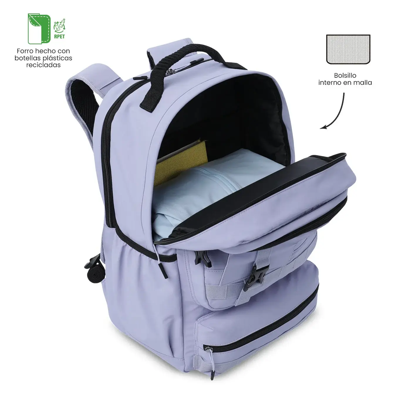 Mochila grande versátil porta PC 15,4" TOTTO Spa XL lila - Imagen 4