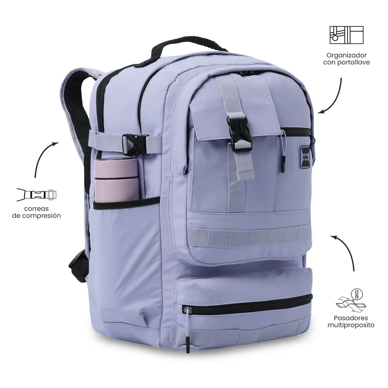 Mochila grande versátil porta PC 15,4" TOTTO Spa XL lila - Imagen 2