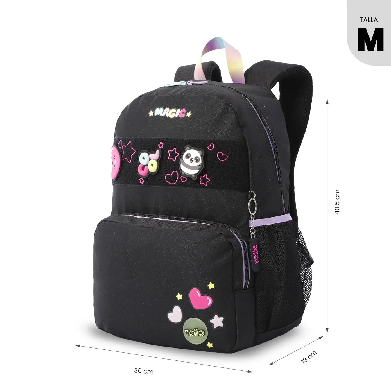Mochila infantil TOTTO GLOWING BLACK M negro - Imagen 2