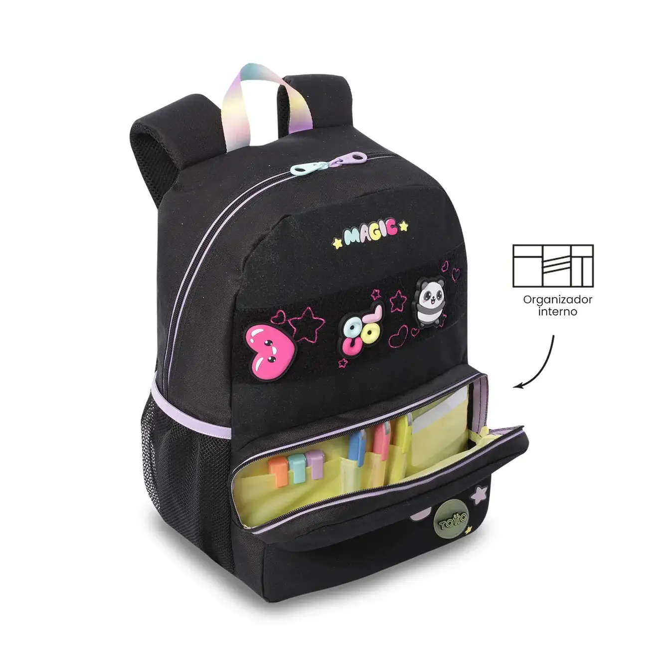 Mochila infantil TOTTO GLOWING BLACK M negro - Imagen 3
