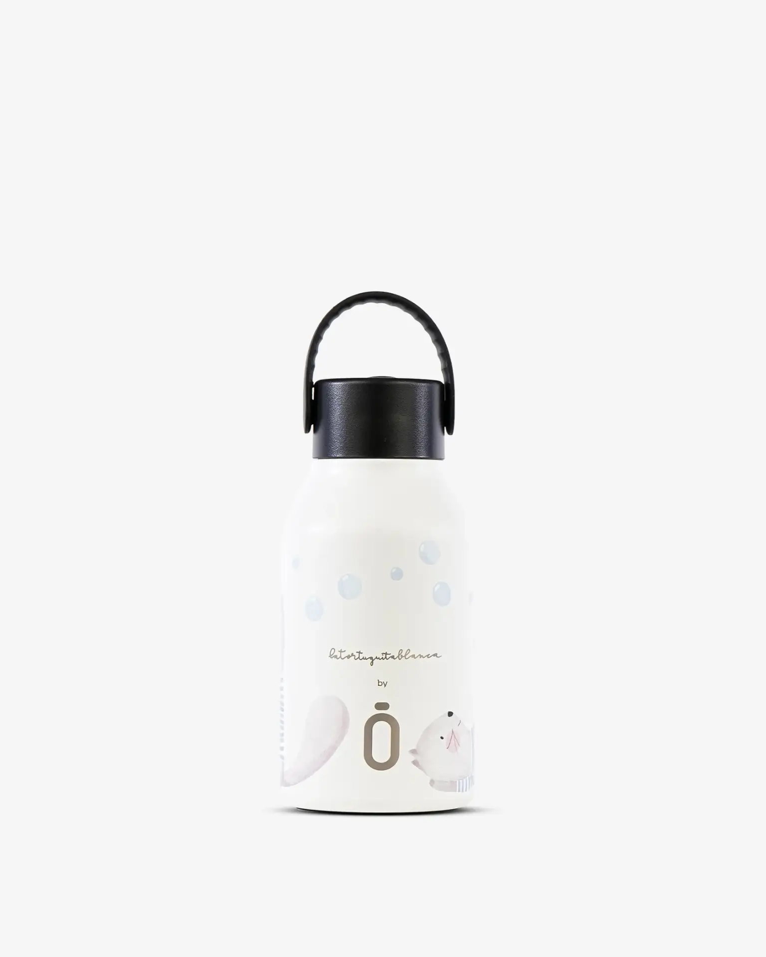 Botella termo de acero con recubrimiento cerámico RUNBOTT Mii Marta Munté 350 ml LOVELY CAT BUBBLES Blanco