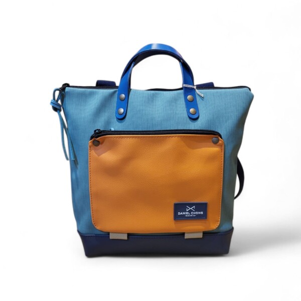 Mochila book holder mini cuadrada impermeable DANIEL CHONG turquesa/naranja