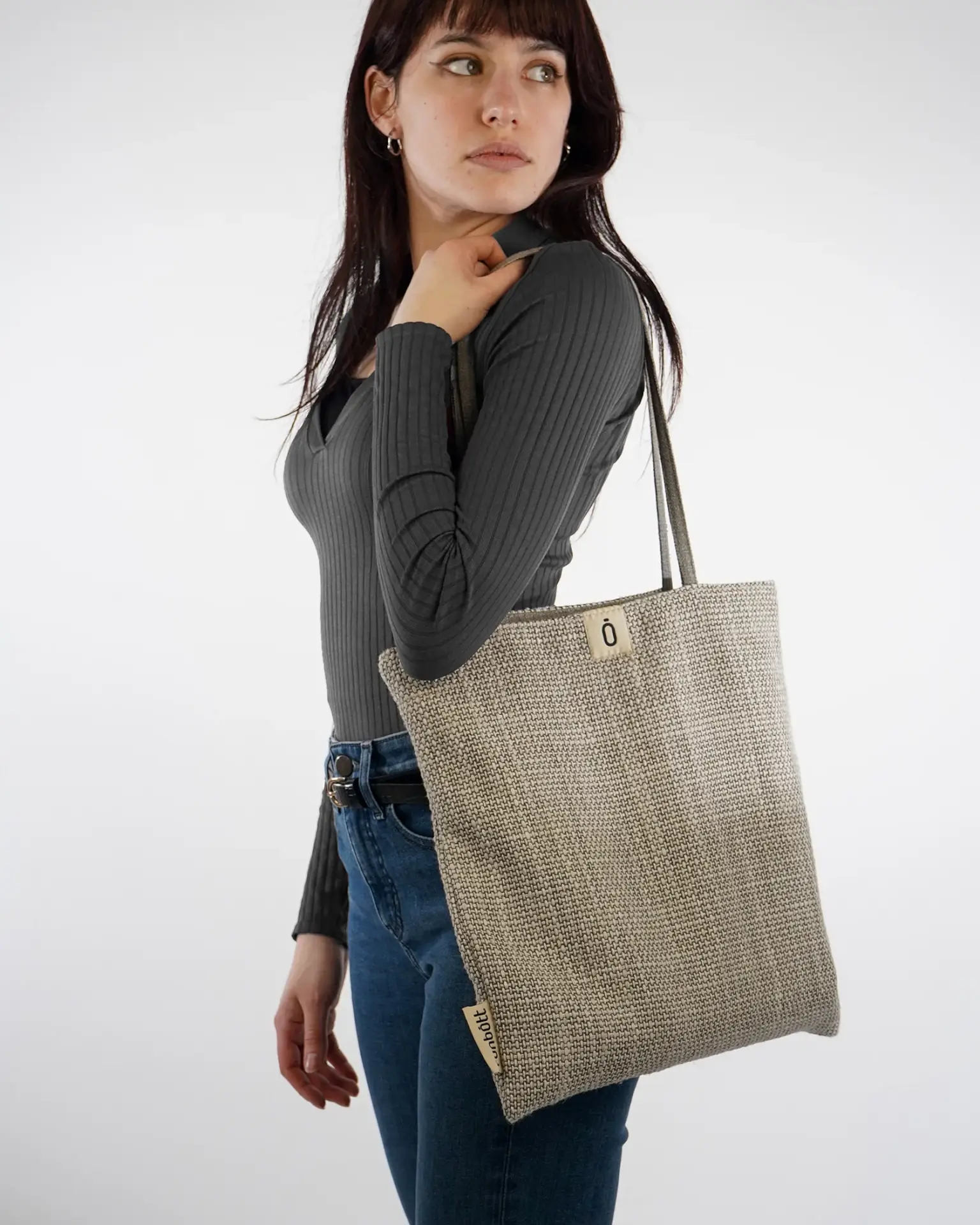 Bolsa textil Tote bag RUNBOTT gris - Imagen 9