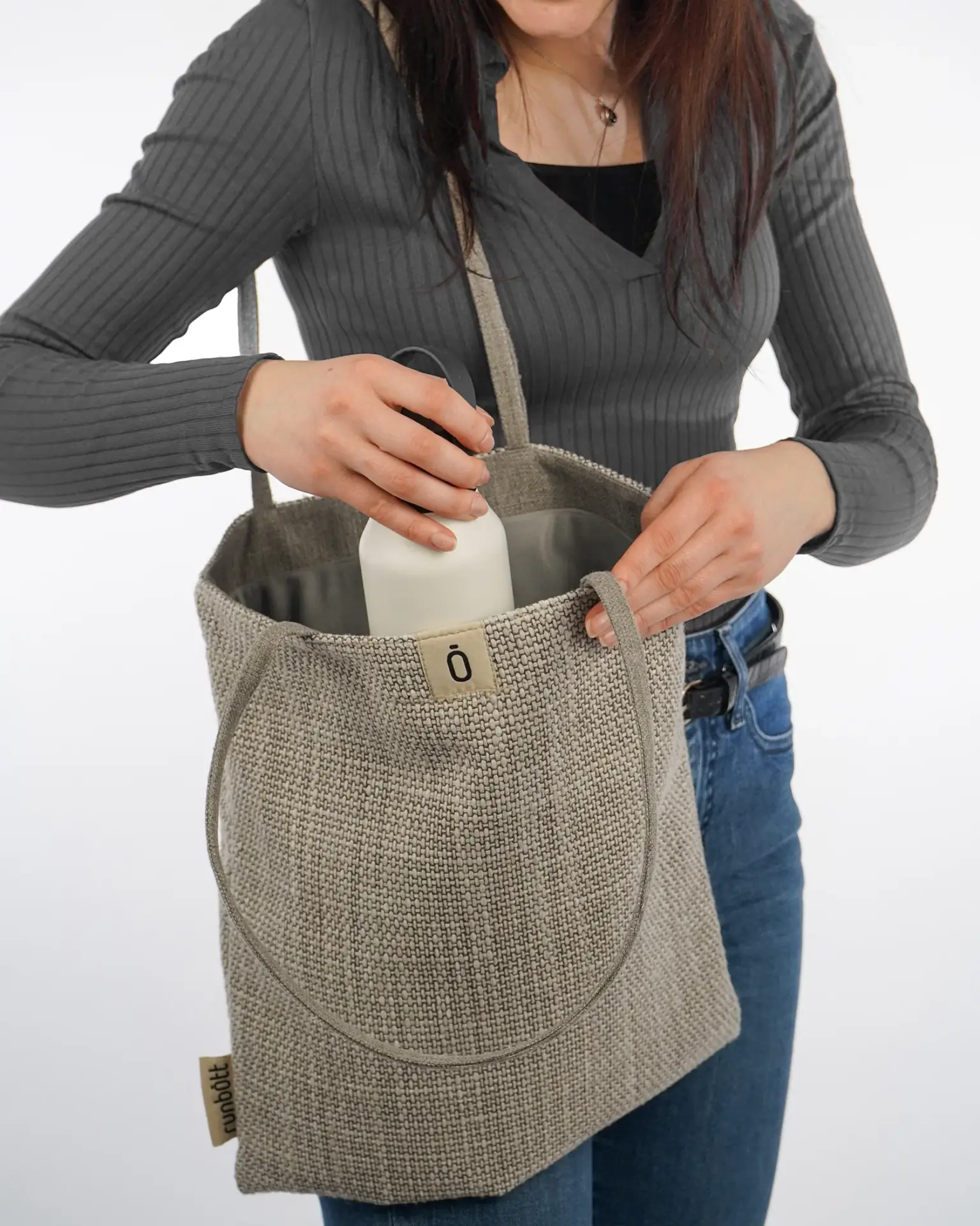 Bolsa textil Tote bag RUNBOTT gris - Imagen 7